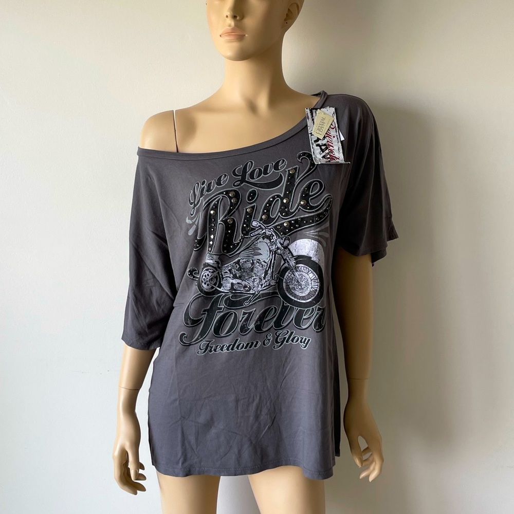 NWT Bejeweled Swarovski Crystal oversized tee S